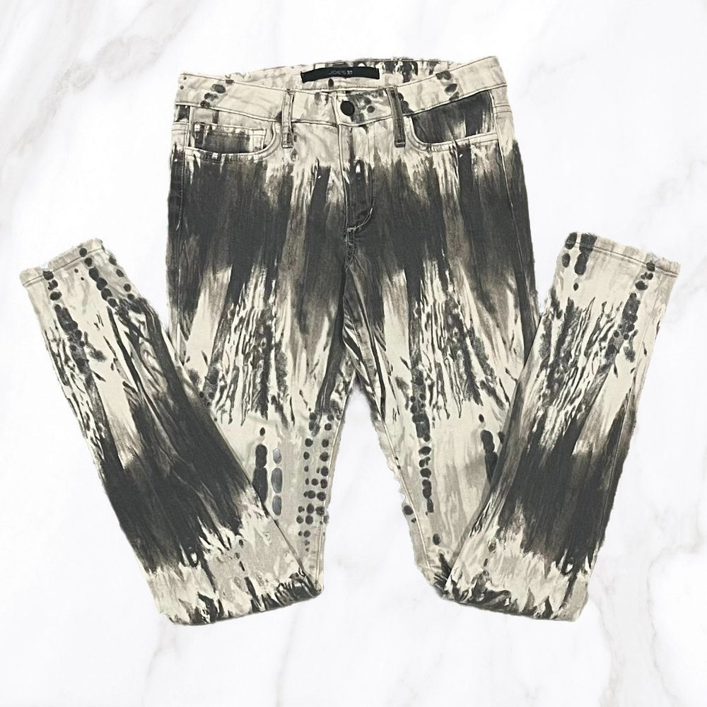 Joe's Jeans Women's Gray Feathered Tie-Dye Skinny High Rise Jeans, Size 26 - Picture 2 of 8